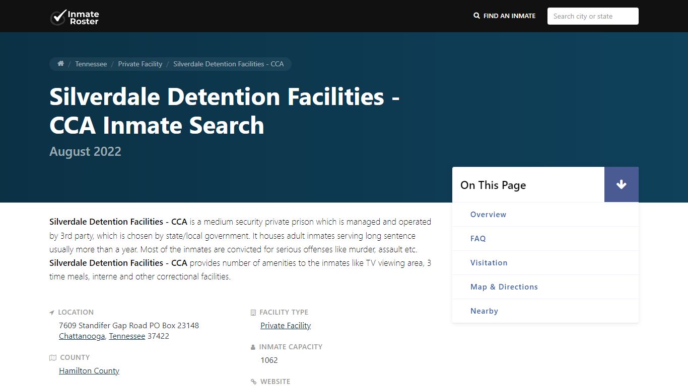 Inmate Search 🔍 | Silverdale Detention Facilities - CCA ...