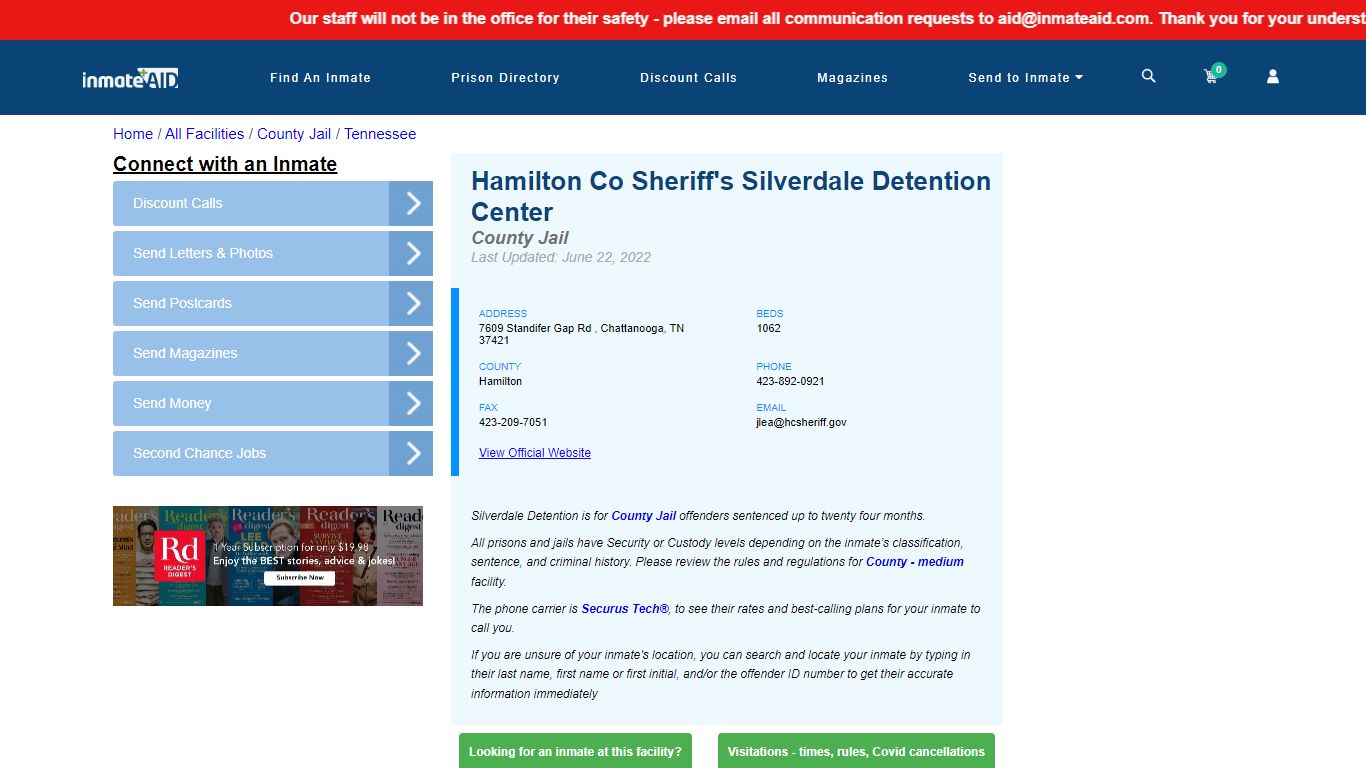 Hamilton Co Sheriff's Silverdale Detention Center - Inmate ...